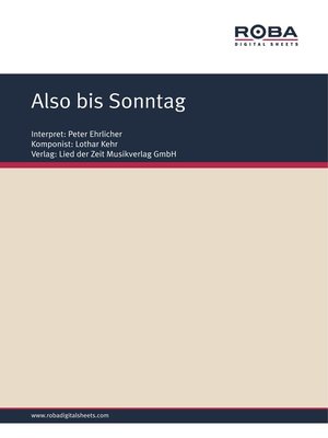 cover image of Also bis Sonntag